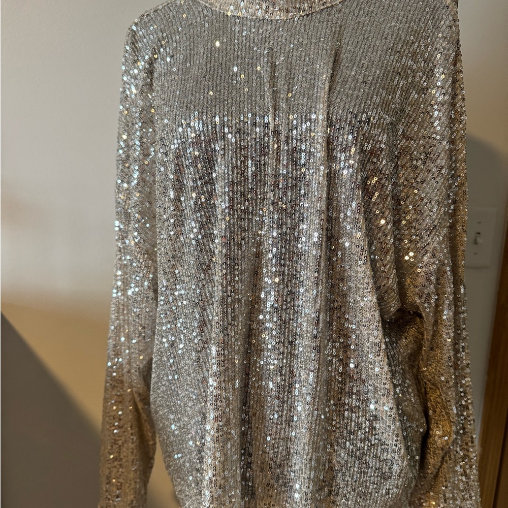 H&M Silver Sequin Pullover Sweater